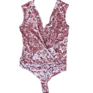 Willow & Clay Crushed Velvet Bodysuit Womens Small Pink Sleeveless Whimsigoth